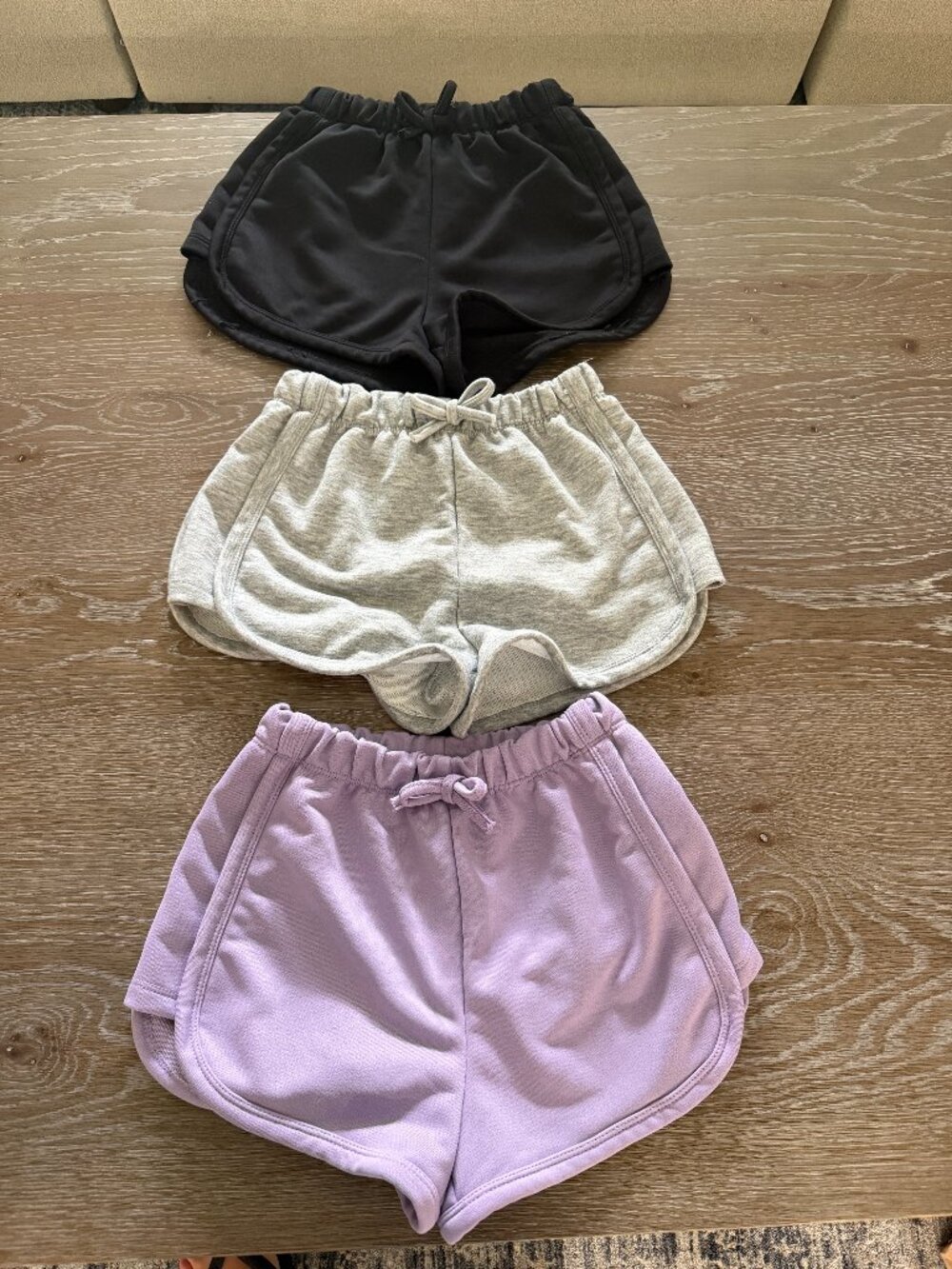 Girls SHEIN purple gray black 3 pack pull on elastic waist shorts size 10Y